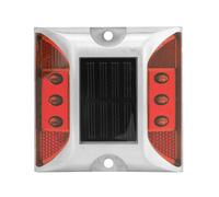TOPINCN Solar Powered Ground Spike Lights, LED Driveway Marker Lamps, Outdoor Pathway Lighting, Highway Road Stud Glow Devices for Driveway Road Deck Dock Garden Landscape (Red)