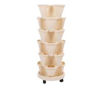 TOPINCN Stackable Flower Pot, Multi Layer Stackable Tower Stacking Outdoor Garden Pot With Tools Mover For Growing Flowers