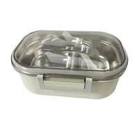 TOPINCN Stainless Steel 2 Compartment Box Tableware Pupils Office Worker Korean for Lunch Boxes (Beige)