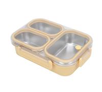 TOPINCN Stainless Steel Bentos Box for Adult, Leakproof Lunch Box Divided Food Meal Storage Containers Heatable 3 Compartments Rectangular Food Container 1.2L Capacity Snack Boxes (Yellow)
