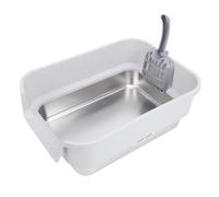 TOPINCN Stainless Steel Cat Litter Box, Open Top High Sided Entry Litter Pan Box, Large Size Potty for Indoor Big Cats & Kitty, Scoop Included (Light Gray)