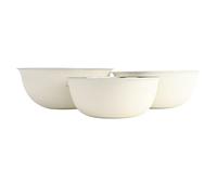 TOPINCN Stainless Steel Mixing Bowls 3 Piece Set Heavy Duty with Curved Lip Flat Base Stackable for Kitchen Baking Cooking Mixing Salad (Creamy White)