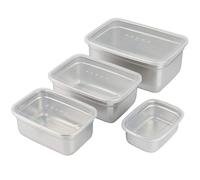 TOPINCN Storage Box with Lid, Set of 4 Food Container Thick Non-Magnetic Stainless Steel Storage Box Sets of Rectangular Fresh Food Containers Dishwasher Safe