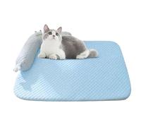 TOPINCN Summer Cooling Bed for Cats with Elevated Pillow, Breathable Fabric Summer Pad for Small Medium Large Pets, Non Slip Machine Washable Bed for Indoor Use (65 * 50cm)