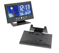 TOPINCN Temperature Humidity Clock, Digital Temperature Humidity Meter Clock Alarm Snooze Function Clock Comfort Level Weather Forecasts Calendar Clock