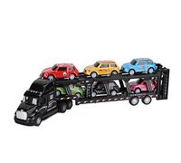 TOPINCN Transport Car Carrier Truck Toy, 1:48 Kids Transport Vehicles Simulation Model with Detachable Six Cars, Vehicles Car Set for Toddlers (Black)