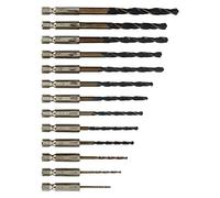 TOPINCN Twist Drill Bit Efficient Spiral Flute 1/4in Hex Shank 1.5-6.5mm Fast Change for Wood Plastic Metal Household Maintenance Repair 13Pcs