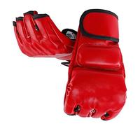 TOPINCN Unisex MMA Gloves, Rugged Half Finger Kickboxing Gloves with Open Palms for Training and, Red, PU Material, 1 Set