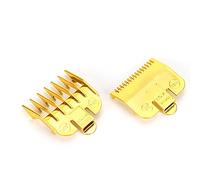 TOPINCN Vintage Hair Clipper with Oil Head, Limit Comb, Gentle and Full Comb Teeth, Durable Haircut Accessories for Professional Hairdressers, Gold/Silver, Pack of 2 (Gold caliper 1.5MM+4.5MM)