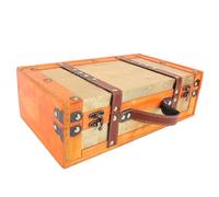 TOPINCN Vintage Suitcase, Wooden Paperboard Suitcases with Straps, Antique Trunk Luggage, 13.46 X 7.87 X 4.33in, for Theme Parties Bedroom Display Decoration Storage