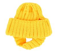 TOPINCN Winter Knitted Dog Hat with Ear Holes, Soft Plush Warm Pet Beanie Hat Comfortable Stretchy Puppy Headwear for Outdoor Walking New Year Birthday Party Costume Accessory (Yellow)