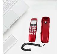 TOPINCN Wired Mini Wall LCD Display Landline Phone with Dual Caller ID System, Incoming Memories, Call Back Function for Home and Office, Black (Red)