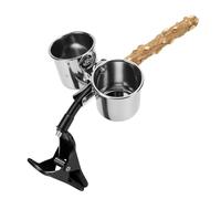 TOPINCN Wood Parrots Perch with Clip, Adjustable Bendable Perch | Bendable Metal Hose, Universal Clamp Mount, Stainless Steel Food Cups, Suitable for Cockatiels Budgies Lovebirds
