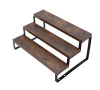 TOPINCN Wooden Display Riser Stand, 3 Tier Rustic Wood Shelf Perfume Organizer Rack Rustic Display Shelf for Figures, Cupcake, Perfume, Dessert (3 Layers)