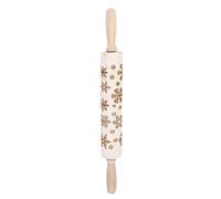 TOPINCN Wooden Snowflake Pattern Rolling Pin Durable for Dough and Pastries, for Home Kitchen Baking Tool