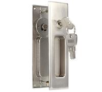 TOPINCN Zinc Alloy Sliding Door Handle Set Wear-Resistant Lock Kit Exquisite Workmanship for Cabinet Door Black 1.8x6.3in for Toilet Doors (Brushed Silver Square Single Hook Sliding)