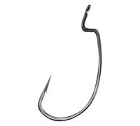 TOPIND 100PCS EWG Fishing Hooks, Offset Worm Hooks for Texas/Carolina Rig, Wide Gap Black Hooks for Freshwater Saltwater Soft Plastic Baits (2#_100PCS)