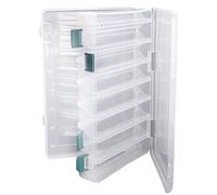 TOPIND Double Sided Fishing Lures Box Transparent Plastic Bait Hooks Boxes Terminal Tackle Bits Clear Storage Box Organizer Case 14 Compartments with Drain Hole Fishing Accessories