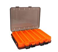 TOPIND Double Sided Fishing Lures Box Transparent Plastic Bait Hooks Boxes Terminal Tackle Bits Clear Storage Box Organizer Case 14 Compartments with Drain Hole Fishing Accessories