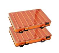 TOPIND Double Sided Fishing Lures Box Transparent Plastic Bait Hooks Boxes Terminal Tackle Bits Clear Storage Box Organizer Case 14 Compartments with Drain Hole Fishing Accessories
