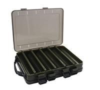 TOPIND Double Sided Fishing Lures Box Transparent Visible Plastic Bait Hooks Boxes Terminal Tackle Bits Clear Storage Organizer Case 14 Compartments with Drain Hole Accessories, Green(1pcs)