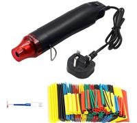 TOPIND Mini Heat Gun, Heat Shrink Tubing Kit, 300W 220V Portable Epoxy Resin Hot Air Gun with 85CM Power Cord for DIY Embossing Drying Paint Crafts + 164 Pcs Heat Shrink Wrap Tube (Black)