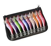 TOPIND Squid Jig Fishing Lures Kit - 10pcs Luminous Tail Glow Fishing Lures with Hard Octopus, Cuttlefish and Prawn Shrimp Bait (#2.0-8cm/3.15in)