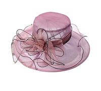 TOPJIAO Flower Headband Fascinator Wedding Headwear,Cocktail Party Accessories Lining Removable Flower Fedora Bucket Vintage Hat for Wedding Holiday Headdress Headpieces Bride Hair Accessories Purple