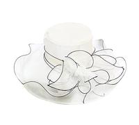 TOPJIAO Flower Headband Fascinator Wedding Headwear,Cocktail Party Accessories Lining Removable Flower Fedora Bucket Vintage Hat for Wedding Holiday Headdress Headpieces Bride Hair Accessories White