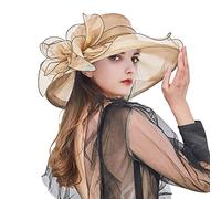 TOPJIAO Ladies Wedding Races Cocktail,Organza Flower Wedding Fascinators Wedding Church Cocktail Tea Party Hat for Weddings, Races, Royal Ascot, Ladies Day 1920s Cloche Round Hat UK for Ladies Girls