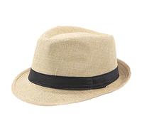 TOPJIAO Unisex Crushable Foldable Summer Panama Hat,Wide Casual for Men Women Wool Hat Band and Adjustable Wedding Party UPF 50+ Travel Beach Hat Classic Flat Fedora Hat Roaring Jazz Cap Beige