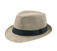 TOPJIAO Unisex Crushable Foldable Summer Panama Hat,Wide Casual for Men Women Wool Hat Band and Adjustable Wedding Party UPF 50+ Travel Beach Hat Classic Flat Fedora Hat Roaring Jazz Cap Khaki