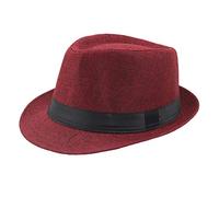TOPJIAO Unisex Crushable Foldable Summer Panama Hat,Wide Casual for Men Women Wool Hat Band and Adjustable Wedding Party UPF 50+ Travel Beach Hat Classic Flat Fedora Hat Roaring Jazz Cap Red