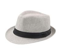 TOPJIAO Unisex Crushable Foldable Summer Panama Hat,Wide Casual for Men Women Wool Hat Band and Adjustable Wedding Party UPF 50+ Travel Beach Hat Classic Flat Fedora Hat Roaring Jazz Cap Grey
