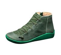 TOPJIAO Very Soft Leather Ankle Boots Arch Support Boots for Women Medieval Shoes Red Boots Black Lace Up Boots Arch Support Low Heel Fashion Casual Outdoor Walking Short Booties Black Combat Boot