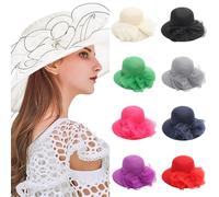 TOPJIAO Women's Church Wedding Hat,Fascinator Clip Pin Party Wedding Elegant Cloche Hat Ladies Flower Mesh Ribbons on a Headband Cocktail Tea Party Headwear Wedding,Ladies Day Beige