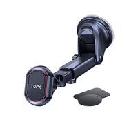 TOPK Car Phone Holder, Magnetic Phone Car Mount for Windshield and Dashboard,[Strong Suction] Adjustable Long Arm with Strongest Magnet for Cellphones