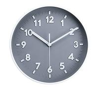 Topkey 8” Round Silent Wall clock Easy Read Big Numbers Kitchen Modern Non-ticking Decorative Wall Clock for Bedroom Office school-Grey