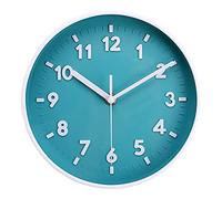 Topkey 8” Round Silent Wall clock Easy Read Big Numbers Kitchen Modern Non-ticking Decorative Wall Clock for Bedroom Office school-Teal
