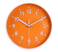 Topkey 8” Round Silent Wall clock Easy Read Big Numbers Kitchen Modern Non-ticking Decorative Wall Clock for Bedroom Office school-Orange