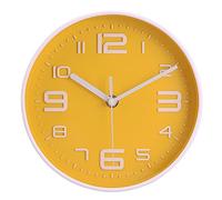 Topkey 8” Round Silent Wall clock Easy Read Big Numbers Kitchen Modern Non-ticking Decorative Wall Clock for Bedroom Office school-Yellow
