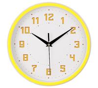 Topkey Silent Round Wall Clock Kitchen 9 Inch Modern style Non-ticking Decorative Bedroom Office Study Room Kitchen Wall Clock- Lemon Yellow