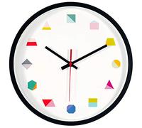 Topkey Wall Clock 12 Inch Silent Non Ticking Geometric Numbers Modern Clock for Living Room Bedroom Kitchen Kids Room - Black