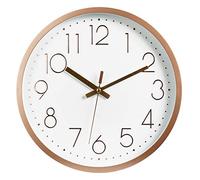 Topkey Wall Clock 12" Silent Non Ticking Arabic Numeral Clock Round Decorative Wall Clock for Living Room, Bedroom, Kitchen (Battery Not Included) Rose Gold