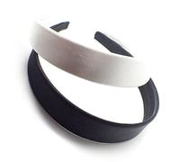 Topkids Accessories 2.5cm/1" Satin Alice Bands Adult Women, Head Band, Headbands for Women's Hair, Hair Accessories for Women, Ladies Headbands, Girls Headbands (Set of 2, White + Black)