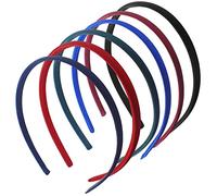 Topkids Accessories 6x Thin Satin Hair Head Bands Headbands Alice Bands Hairbands Girls Women School Colourful Wedding Holiday Festival Bridal Adult 1cm 0.4" (School Colours)