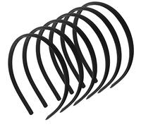 Topkids Accessories 6x Thin Satin Hair Head Bands Headbands Alice Bands Hairbands Girls Women School Colourful Wedding Holiday Festival Bridal Adult 1cm 0.4" (Black)
