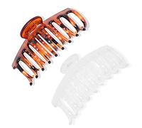 Topkids Accessories 9cm/3.5" Hair Claw Clips for Women and Girls, Hair Clips Women Hair Claws Hair Accessories for Women Large Claw Clip Hair Clips for Girls (Tort Brown + Clear)