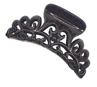Topkids Accessories 9cm Black or Brown Tort Hair Claw Clip, Detailed Hair Claw for Women & Girls, Thick Hair Claw, Hair Clips Women Claw Clips, Medium Clamps & Claws for Thick Hair (Black Filigree)