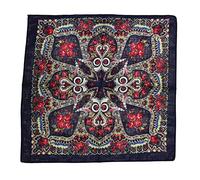 Topkids Accessories Hair Bandanas for Women Head Scarf Headbands Ladies Cotton Square Scarves Paisley Floral Camouflage Animal Print Leopard Tiger Neckerchief (Navy Blue & Red Floral)